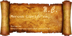 Mercsa Cipriána névjegykártya